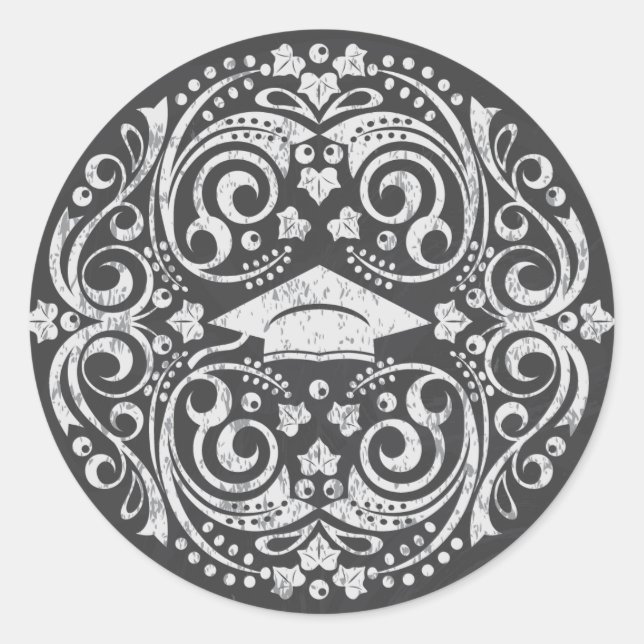 Adesivo Redondo Vinheta de Graduação Chalkboard (Frente)