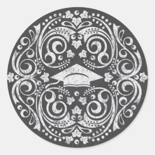 Adesivo Redondo Vinheta de Graduação Chalkboard