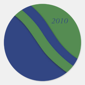 Adesivo Redondo Vinheta de Graduação de Onda Verde Azul