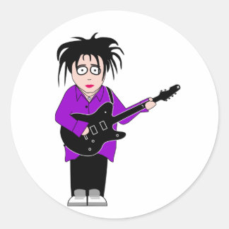 Adesivo Redondo vinheta de guitarra redonda