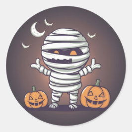 Adesivo Redondo Vinheta de Halloween da Iiustração da Mamãe Bonita
