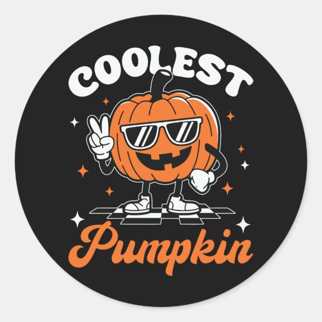 Adesivo Redondo Vinheta de Halloween Pumpkin mais legal (Frente)