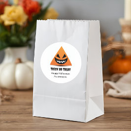 Adesivo Redondo Vinheta de Halloween - Rosto de Abóbora de Triângu