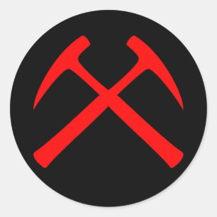 Adesivo Redondo Vinheta de Hammers Rochosos Vermelhos