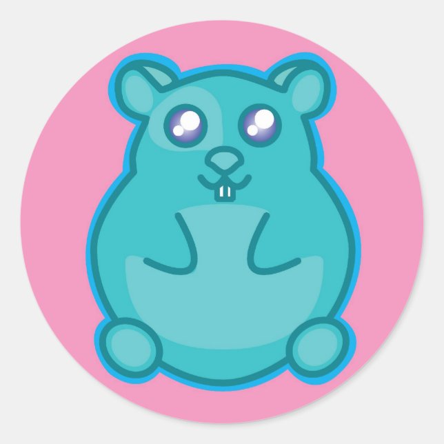 Adesivo Redondo Vinheta de Hamster Teal (Frente)