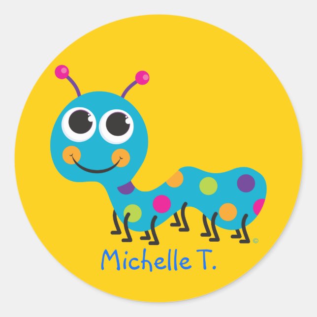 Adesivo Redondo Vinheta de identificação da lagarta (Frente)