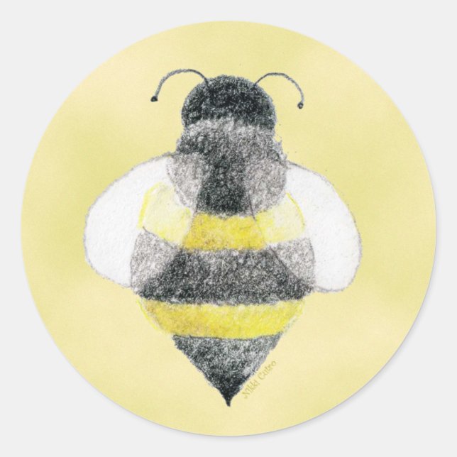 Adesivo Redondo Vinheta de Ilustração de Bumblebee (Frente)