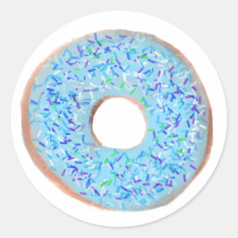 Adesivo Redondo Vinheta de ilustração de rosquinha pastel azul