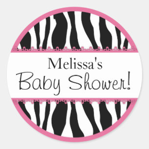 Adesivo Redondo Vinheta de impressão Chic Zebra R-PKBK