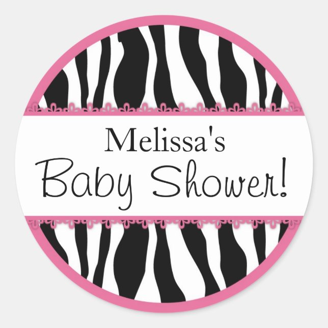 Adesivo Redondo Vinheta de impressão Chic Zebra R-PKBK (Frente)