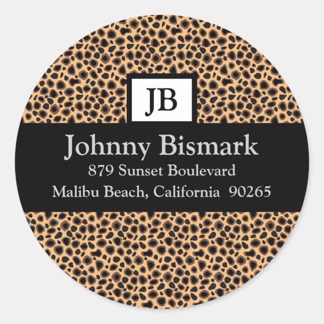 Adesivo Redondo Vinheta de Impressão de Cheetah (Frente)