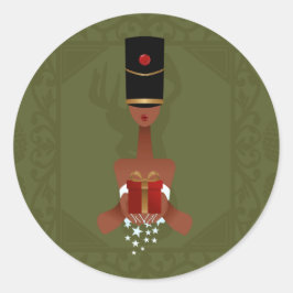 Adesivo Redondo Vinheta de Impressão de Natal do Feriado Nutcracke