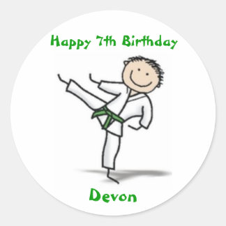 Adesivo Redondo Vinheta de Karate - cinta verde