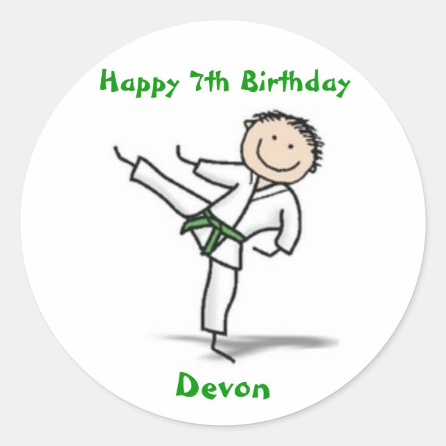 Adesivo Redondo Vinheta de Karate - cinta verde (Frente)