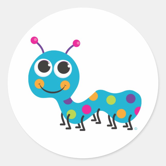 Adesivo Redondo Vinheta de lagartas (Frente)