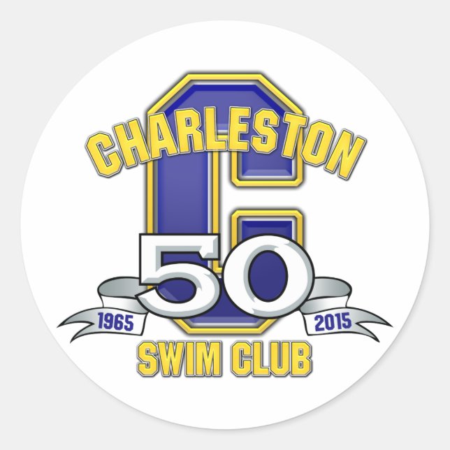 Adesivo Redondo Vinheta de logotipo de 50 anos (Frente)