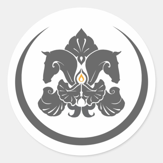 Adesivo Redondo Vinheta de logotipo grande (Frente)