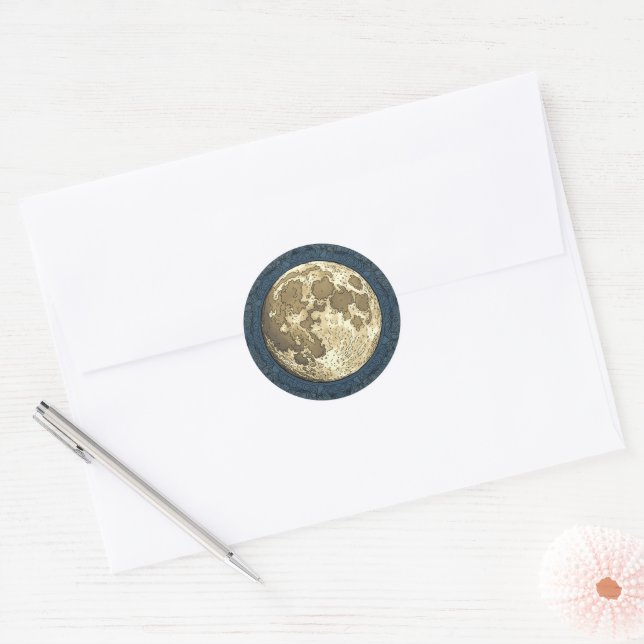 Adesivo Redondo vinheta de lua de cheio (Envelope)