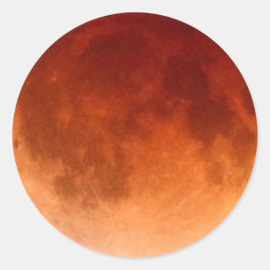 Adesivo Redondo Vinheta de Lua Lunar com Eclipse Sanguíneo Total