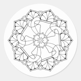 Adesivo Redondo Vinheta de Mandala Preto e Branco