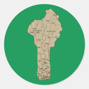 Adesivo Redondo Vinheta de Mapa Benin