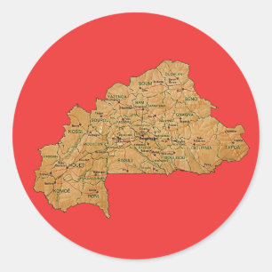 Adesivo Redondo Vinheta de Mapa Burkina Faso