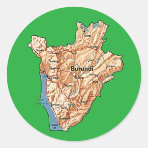 Adesivo Redondo Vinheta de Mapa Burundi