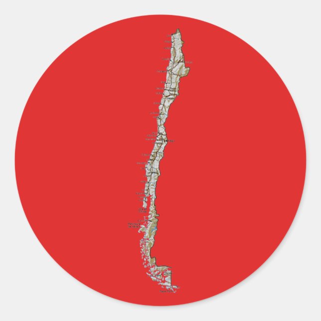 Adesivo Redondo Vinheta de Mapa do Chile (Frente)