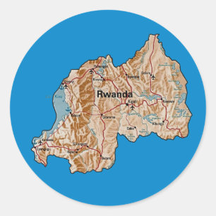 Adesivo Redondo Vinheta de Mapa Ruanda