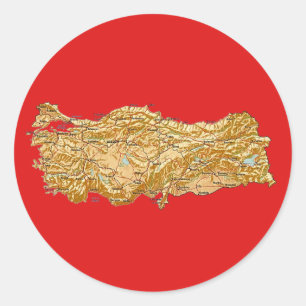 Adesivo Redondo Vinheta de Mapa Turco