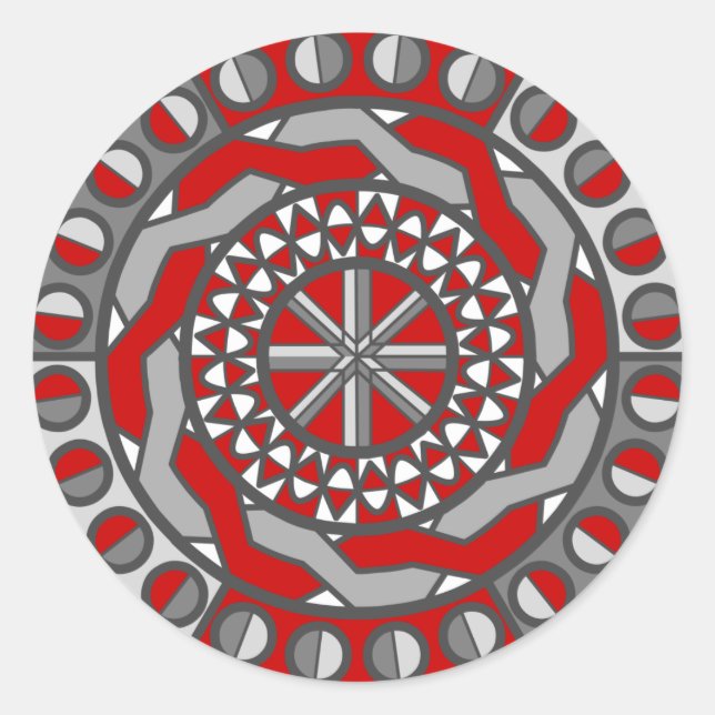 Adesivo Redondo Vinheta de máquina vermelha (Frente)