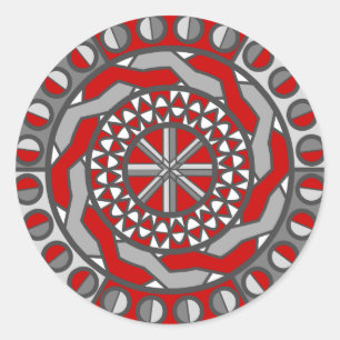 Adesivo Redondo Vinheta de máquina vermelha