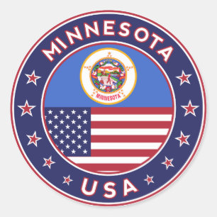 Adesivo Redondo vinheta de Minnesota, capa de telefone, saco, reló