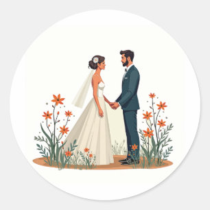 Adesivo Redondo Vinheta de Momento de Casamento Perfeito