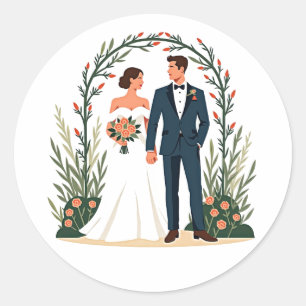 Adesivo Redondo Vinheta de Momentos de Casamento Perfeito