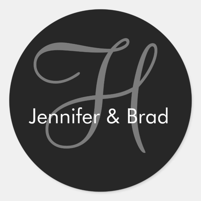 Adesivo Redondo Vinheta de Monograma de Noiva de Casamento Persona (Frente)