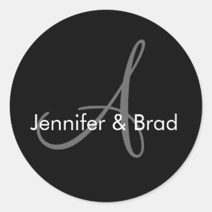 Adesivo Redondo Vinheta de Monograma de Noiva de Casamento Persona