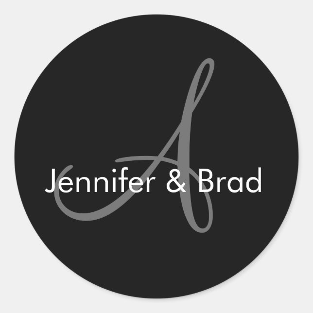 Adesivo Redondo Vinheta de Monograma de Noiva de Casamento Persona (Frente)