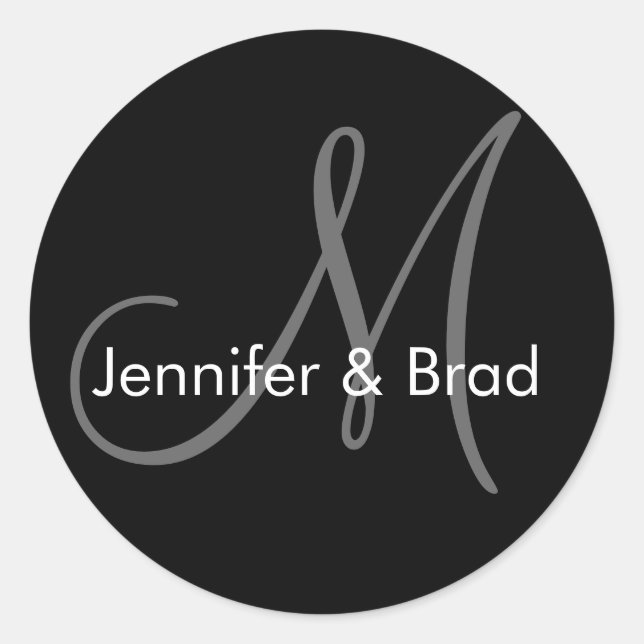 Adesivo Redondo Vinheta de Monograma de Noiva de Casamento Persona (Frente)