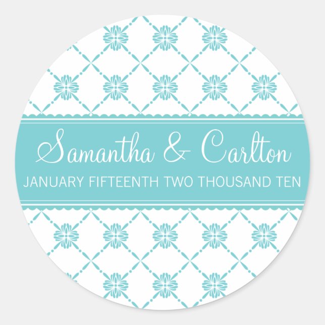 Adesivo Redondo Vinheta de Monograma de Padrão Mod (Frente)