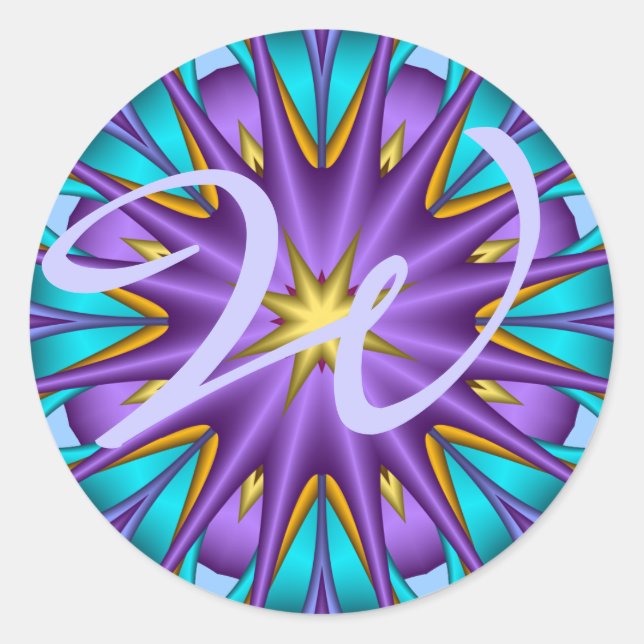 Adesivo Redondo Vinheta de monograma decorativa elegante (Frente)