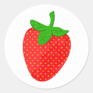 Adesivo Redondo Vinheta de morango fresca de Verão