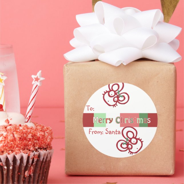 Adesivo Redondo Vinheta de Mouse Natal (Festa)