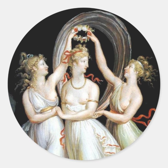 Adesivo Redondo Vinheta de mulheres dançantes (Frente)