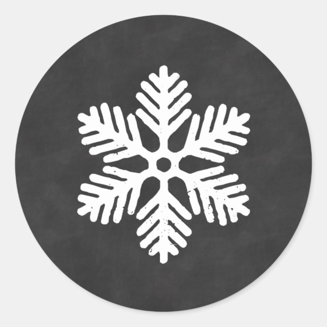 Adesivo Redondo Vinheta de Natal Chalkboard Snowflake (Frente)