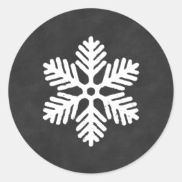 Adesivo Redondo Vinheta de Natal Chalkboard Snowflake