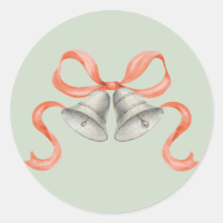 Adesivo Redondo Vinheta de Natal com Aquarela e Arco - Vermelho