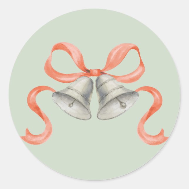 Adesivo Redondo Vinheta de Natal com Aquarela e Arco - Vermelho (Frente)