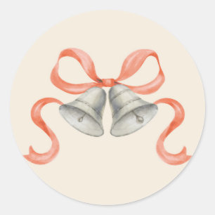 Adesivo Redondo Vinheta de Natal com Aquarela e Arco - Vermelho