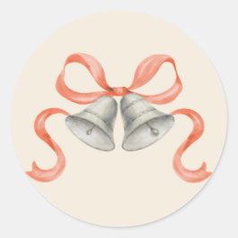 Adesivo Redondo Vinheta de Natal com Aquarela e Arco - Vermelho